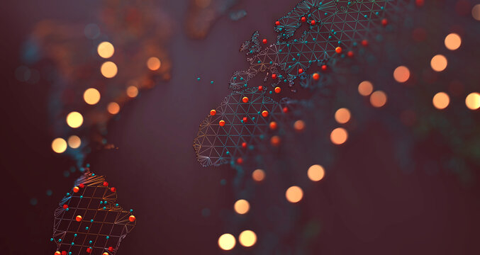 Mapa mundial y redes.
Ilustración 3D y concepto de logística internacional de acuerdos y negocios internacionales. Redes y empresas de todo el mundo.