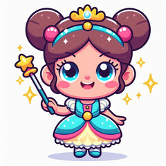 Obraz premium Funny cartoon princess in Christmas dress.