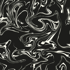 Vector seamless pattern. Abstract fluid art texture. Liquid monochrome streaks. Creative background with freeform blots. Decorative design with distortion effect.