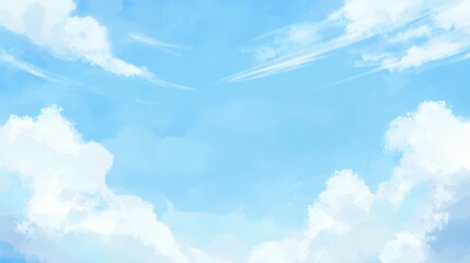 Soft Blue Sky with Airy Clouds Background