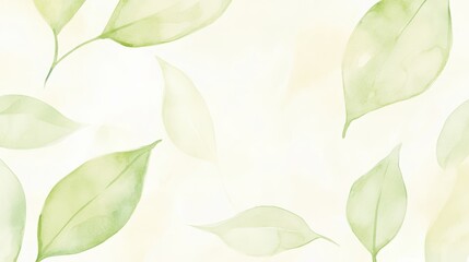 Soft Yellow and Green Watercolor Leaf Background