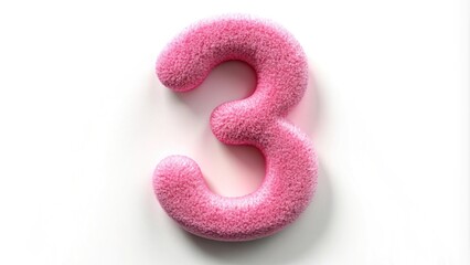 Naklejka premium Soft pink numeral three isolated on white background