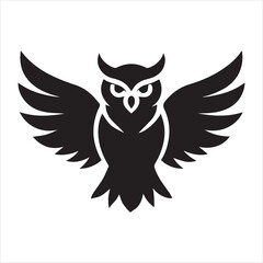 Naklejka premium Hand-drawn owl vector silhouette artistic line art owl illustration