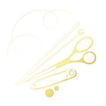 recommend clip art: Hand sewing and salon sewing symbol with scissors and needle thread
