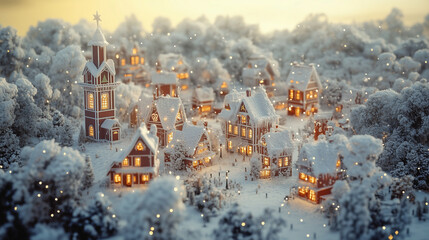 Obraz premium おもちゃの雪の街