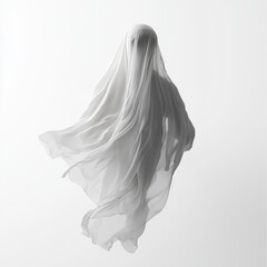 Ethereal Ghost Draped in Flowing White Fabric - made with Generative AI