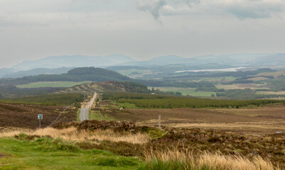 A spectacular view from about 400 metres above sea level of the Scottish Highland moors about 8 km from Fort Augustus on the road to Inverness.