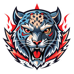 Fototapeta premium Fierce Blue Snow Leopard with Flames