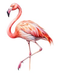 Obraz premium watercolor pink flamingo isolated on white