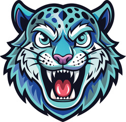 Fototapeta premium Blue Snow Leopard Mascot Cartoon Illustration
