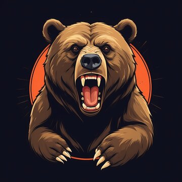 aggressive bear vector illustration, bear character vector, ferocious bear digital art, bear mascot vector, wildlife bear vector, cartoon bear vector, bear logo vector, animal vector art, powerful bea