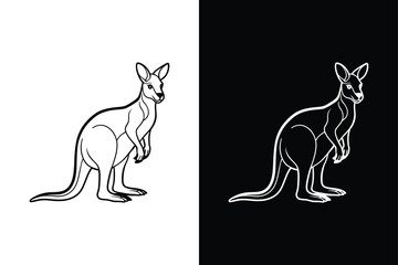 Kangaroo black silhouette vector icon. Kangaroo isolated on a white background.