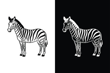 Obraz premium Zebra vector illustration silhouette vector icon design on white background.