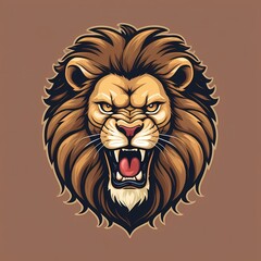 Obraz premium angry lion vector, fierce lion illustration, roaring lion artwork, lion head vector, aggressive lion image, wild lion graphics, lion character vector, lion mascot vector, lion in motion vector, lion f