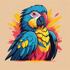Obraz premium aggressive parrot vector, angry parrot illustration, fierce parrot drawing, wild parrot vector, intimidating parrot artwork, parrot with attitude vector, hostile parrot illustration, threatening parro