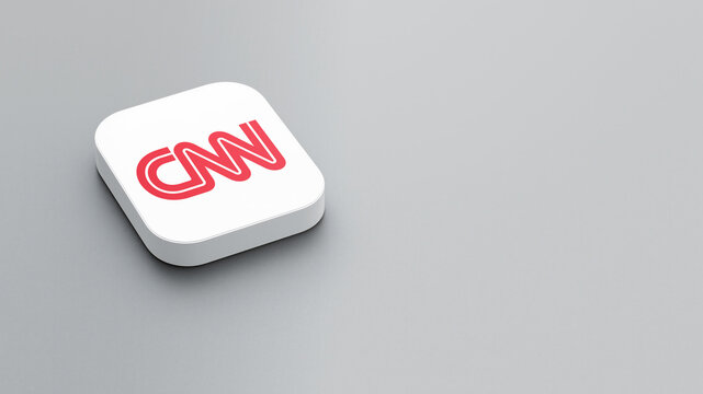 An icon of the CNN logo on a gray background, a white square with rounded corners, a minimalistic design, 3D rendering.