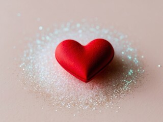 Fototapeta premium glitter and shine and red heart on valentine's day background.