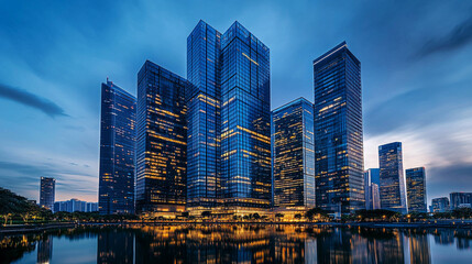 Obraz premium Urban Twilight Reflections