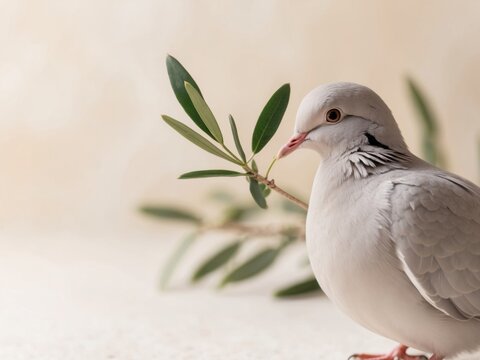 dove with an olive twig in its beak annunciation.