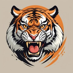 Fototapeta premium angry tiger vector, fierce tiger illustration, aggressive tiger art, roaring tiger vector, tiger face vector, wild tiger drawing, tiger head vector, tiger character illustration, tiger