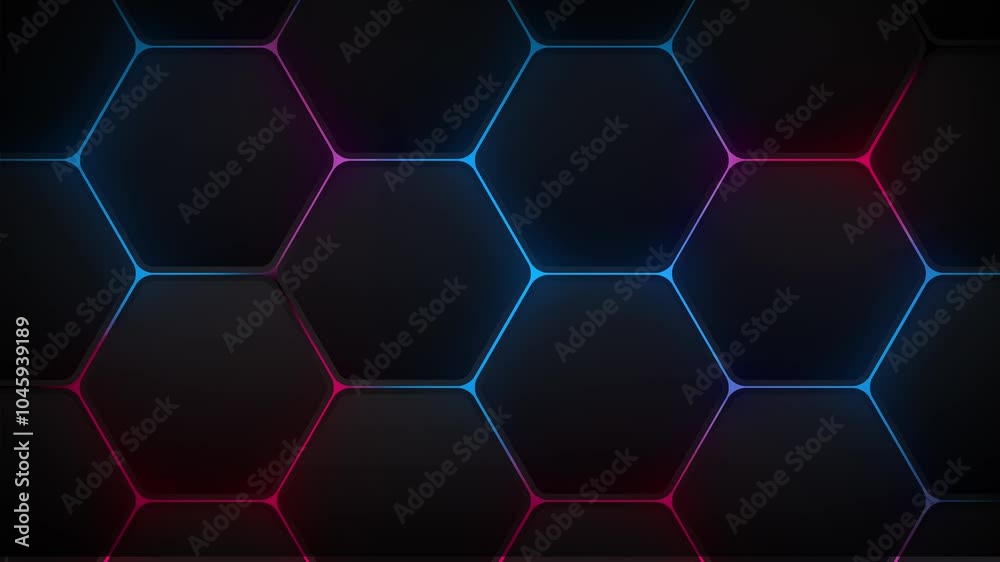 Poster a mesmerizing hexagonal pattern with vibrant neon accents abstract background seamless loop