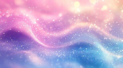 Abstract background with soft pink, blue, and white colors and sparkling glitter.