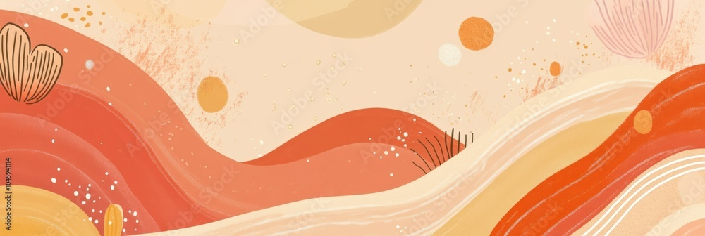 Poster a vibrant doodle design showcases warm tones and retro patterns, reflecting the playful aesthetics o