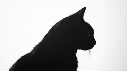 A silhouette of a black cat looking to the right.