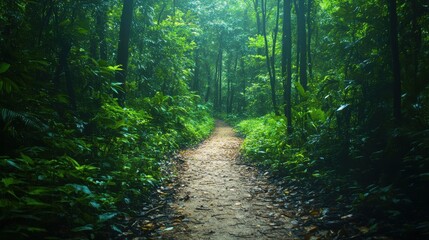 Obraz premium Forest trail with a canopy of leaves