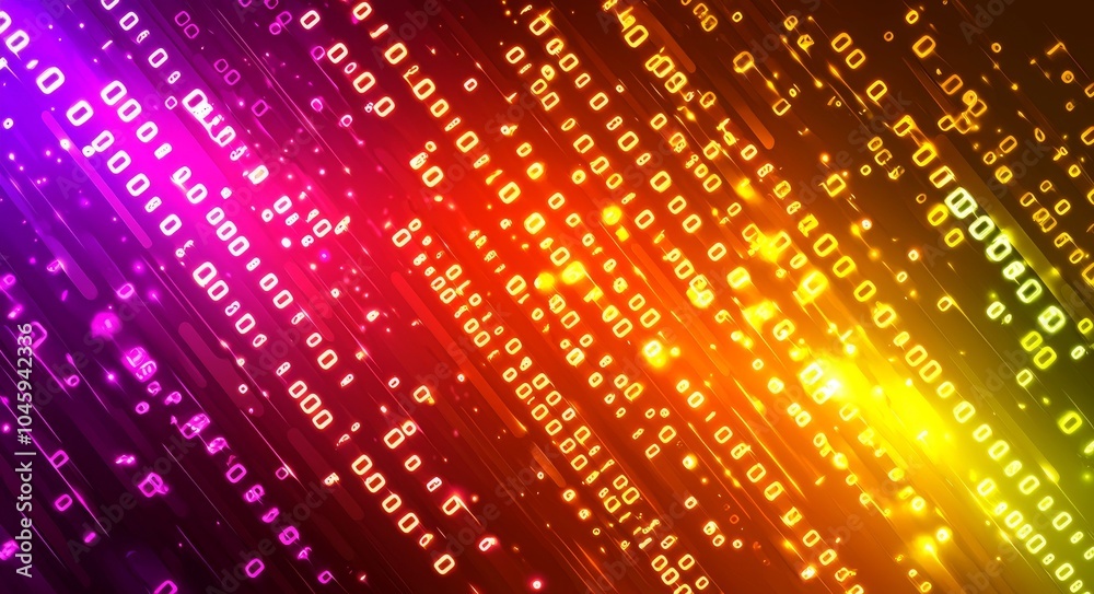 Poster red and blue digitized binary code background