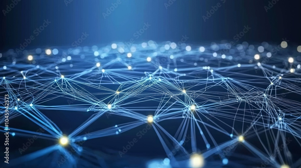 Poster digital background with abstract network connection structures and big data technologies, displaying