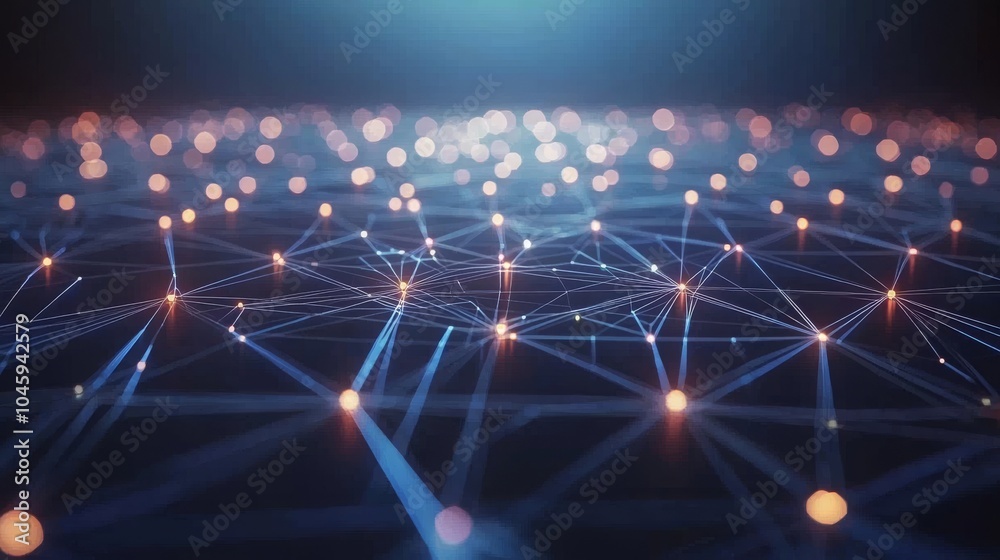 Poster with abstract digital elements and network connection structures, this is an innovative science back