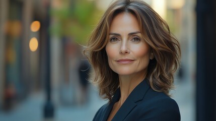 Obraz premium Middle-aged American woman with a business suit and a confident look.