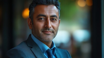 Obraz premium Middle-aged Indian man with a business suit and a friendly look.