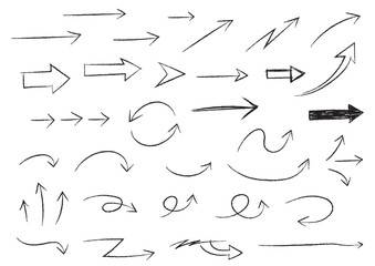 手書きの矢印セット（鉛筆風・線画のみ）