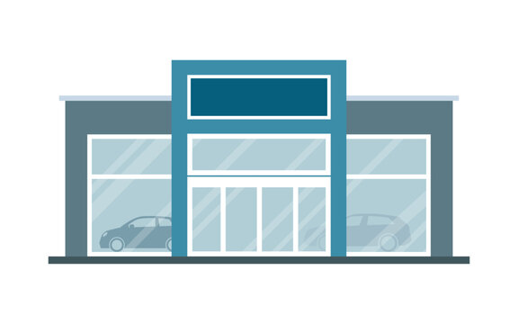 recommend clip art: Car dealership building exterior isolated