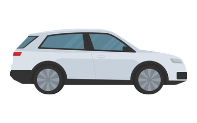 White car side view isolated