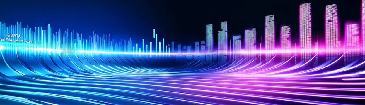 Abstract background with lines arrays and binary codes. Data array visual concept. Big data connection complex. Big data visualization.