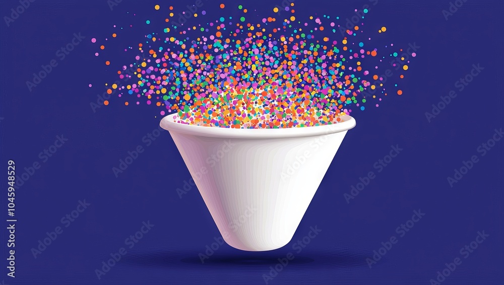 Poster a large amount of data can be visualized as waves and particles. abstract funnels, information strea