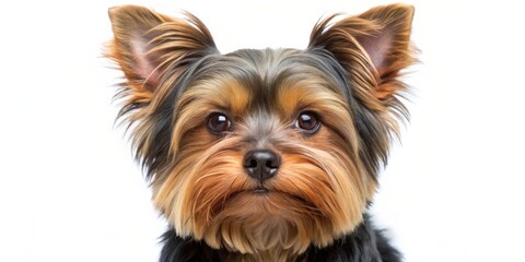 Fototapeta premium Yorkshire Terrier Portrait Close-up of a Cute Dog with Big Brown Eyes, Dog Portrait, Yorkshire Terrier