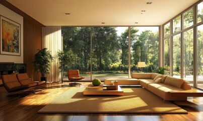 Fototapeta premium Stylish living room interior in modern house