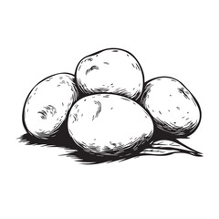 Potatoes In cartoon, hand-drawn flat style. image for social media, websites and UI. Isolated 2D vector design in logo, icon, sketch style, simple line vector, single color. AI Generative Art.