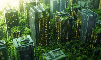 the integration of green data centers and sustainable computing practices in the tech industry isolated on white background, cinematic