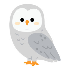 Vector illustration cute doodle snowy owl for digital stamp,greeting card,sticker,icon,design