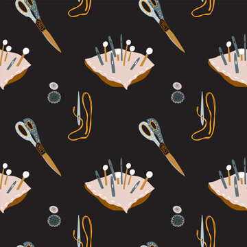 Sew pincushion needlework pattern vector artwork