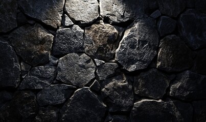Fototapeta premium Rough, dark stone background lit by spotlight background