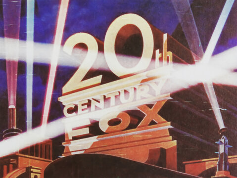 Viersen, Germany - July 9. 2024: Old 20th century Fox film movie company log lettering