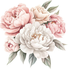 Obraz premium Watercolor blush pink flowers. Pink floral bouquet. Generative AI. 