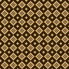 Abstract pixel art seamless fabric Background of geometric square pattern with black and yellow tone for wallpaper,fabric,printing and poster