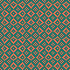 Abstract pixel art seamless fabric Background of geometric square pattern with colorful tone for wallpaper,fabric,printing and poster